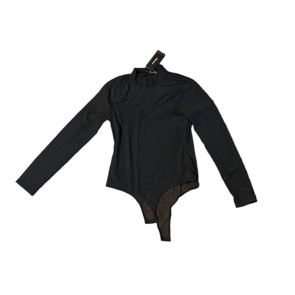 Shinestar New Women’s Black Bodysuit Size Large Long Sleeve Mock Neck